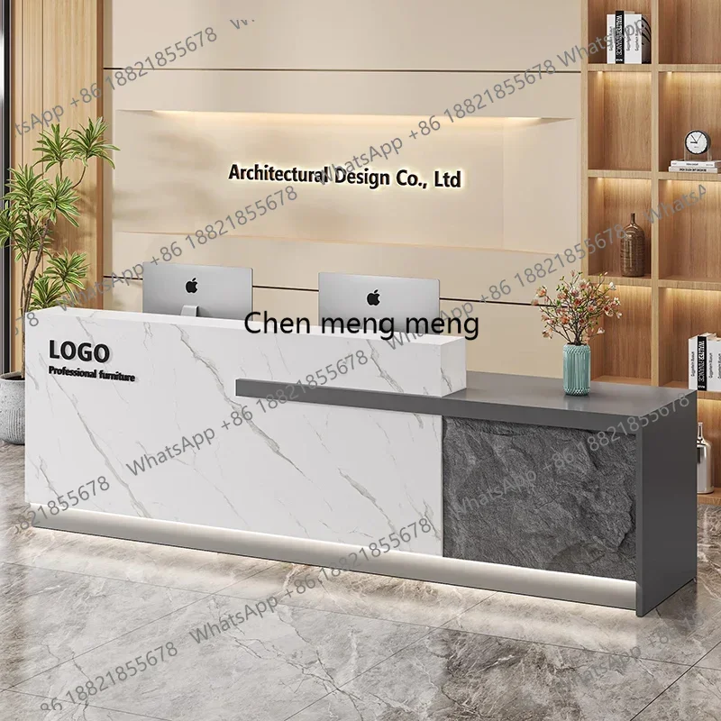 

Aesthetic Modern Reception Desk Counter Decorations Cashier Hair Salon Reception Desk Counter Beauty Office Commercial Furniture