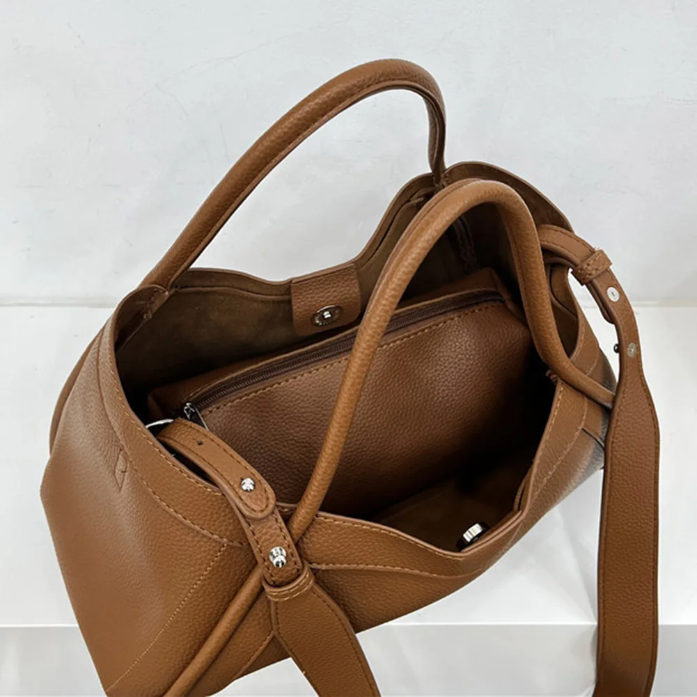 Leather Tote Bag and Pouch Women Large Capacity Fashion Hobo Bag Casual Crossbody Bag Clutch Bag Shopper Bag