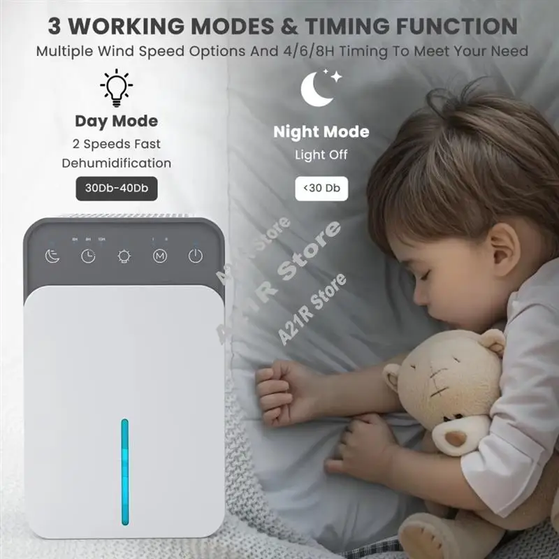 

A21I-Moisture Absorber Machine Air Dehumidifier Portable Mute Air Dryer For Home Bedroom Office Kitchen Deodorizer