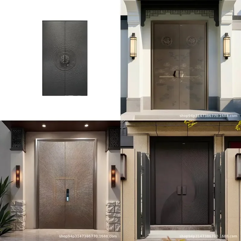 Custom Cast Aluminum Villa Entry Door New Chinese Style Front Exterior Gate for Home Entrance Residential Security
