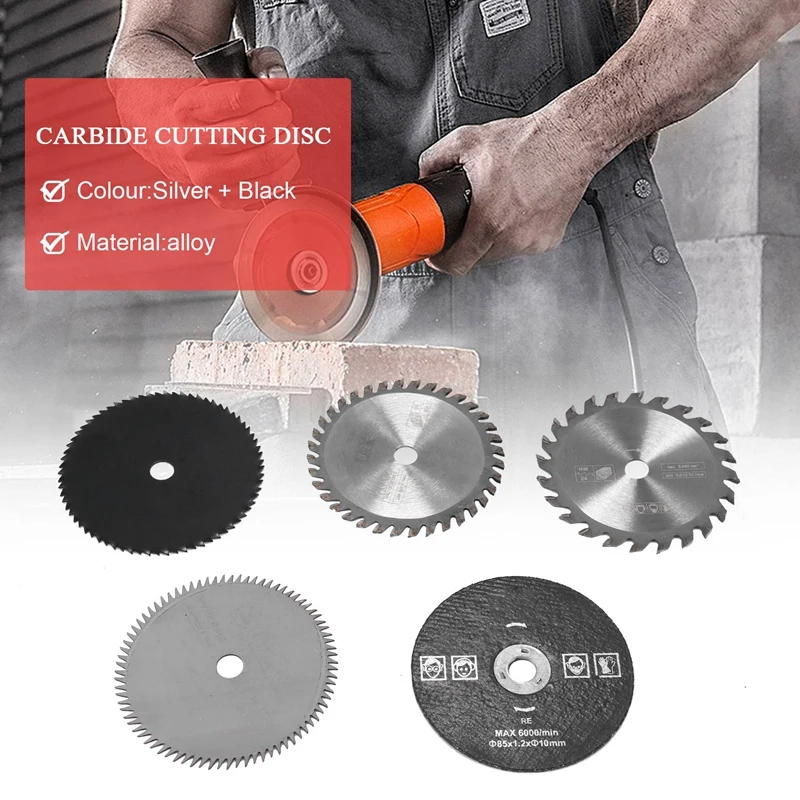 SEWS-5-Piece Set Of Carbide Cutting Blade Small Circular Saw Blade 85Mm Woodworking Household DIY Saw Blade