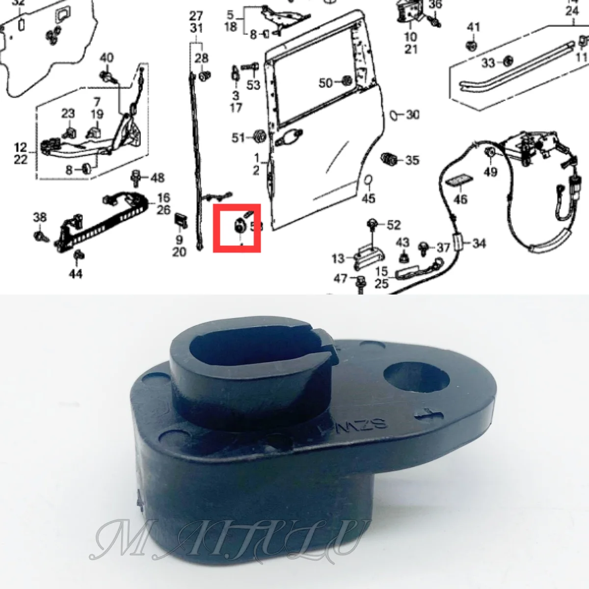 

1pcs for Honda 2015-2020 Odyssey Elisen middle door sliding door lower stop side door lower rubber block OE:72508-SZW-003