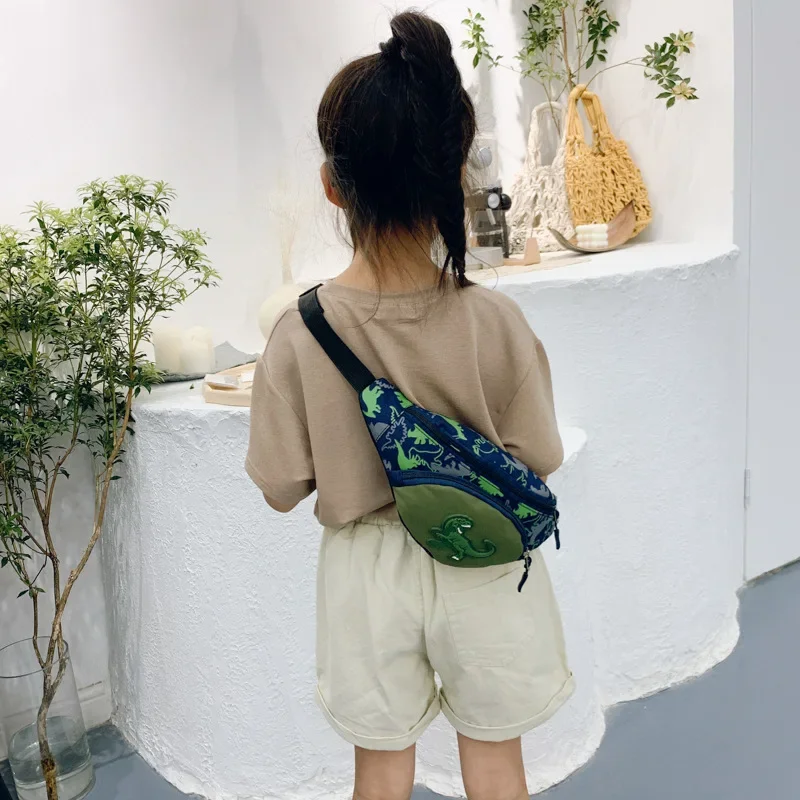 Bolso de hombro tipo bandolera con dibujos de dinosaurios para niños, riñonera deportiva para correr, cinturón, bolsa para dinero, monedero, bolsa de almacenamiento