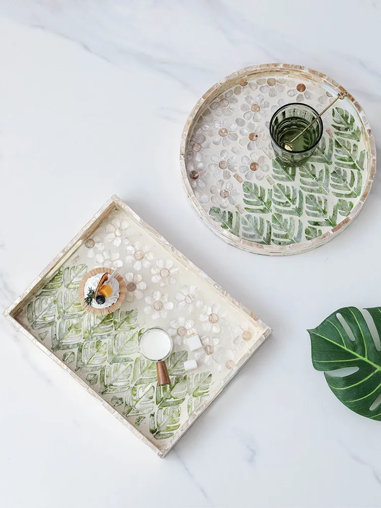 Creative Nordic Natural Shell Fruit Plate,  Multi‑Purpose Tea Tray Ornament for Living Room Coffee Table Desktop