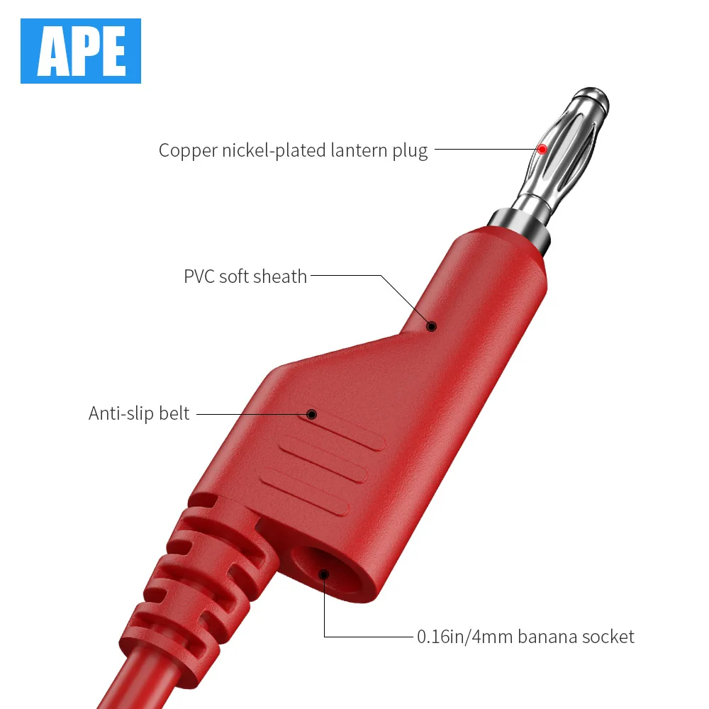 5pcs 4mm Banana Plug to Alligator Clip Test Probe Lead Wire Cable Test Leads Kits 1m long 5 colors