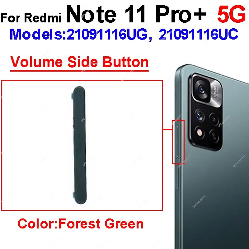 Power Volume Buttons For Xiaomi Redmi Note 11 11S Pro Plus 4G 5G ON OFF Volume Power Side Button Replacement Repair Spare Parts