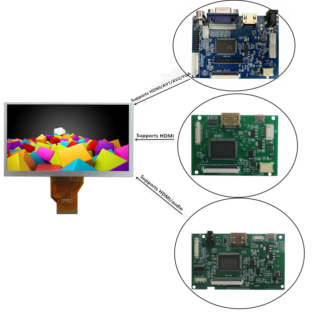 

6.5-inch AT065TN14 TFT LCD Display Screen Driver Control Board Set HDMI-Compatible DIY Raspberry Pi PC Display Secondary monitor