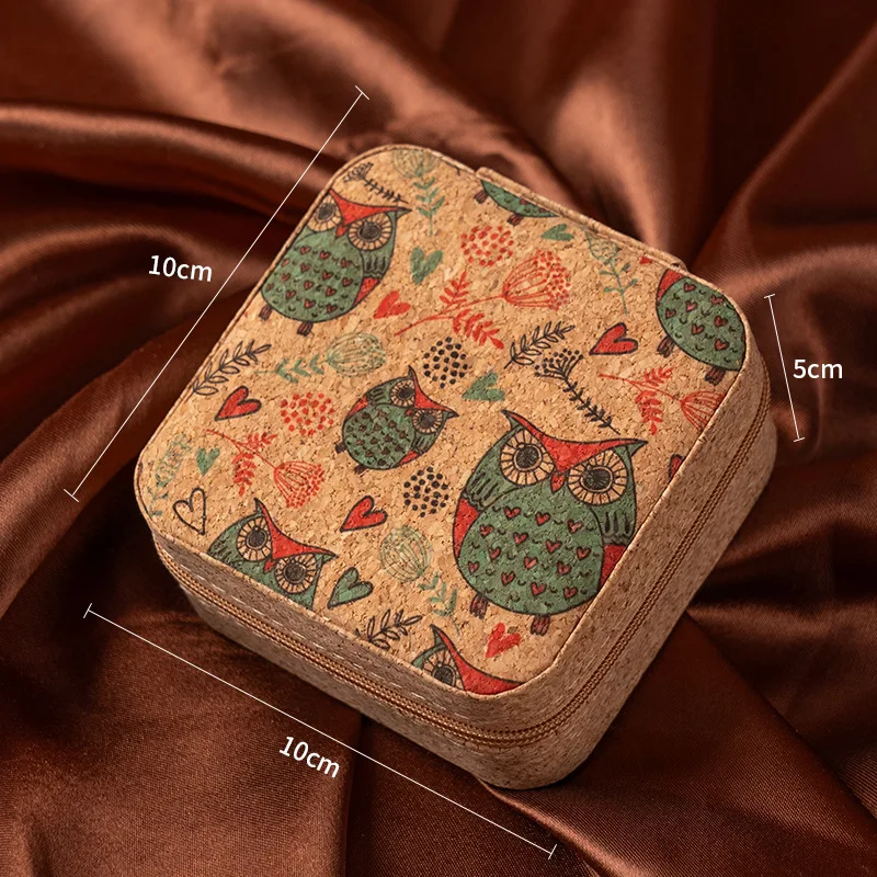 1pc Vintage Leather Jewerly Storage Box Mini Protable Single Layer Jewerly Box with Zipper Closure Ring Organizer Necklace Earin