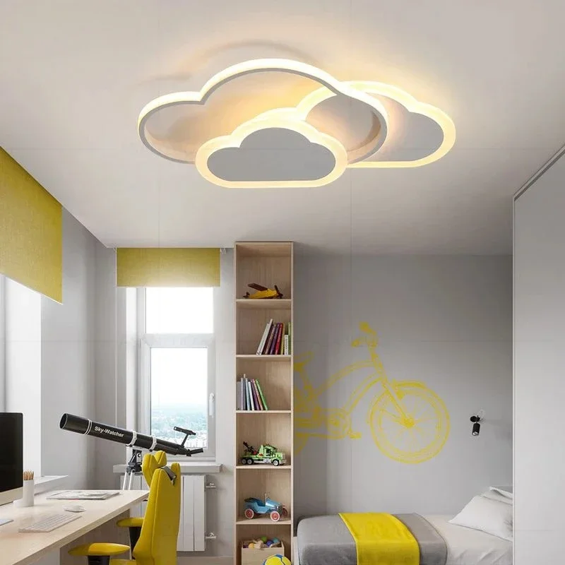 Pink White Creative child Cloud Ceiling light Children's Room LED Ceiling Lamp Bedroom Study Lighting Fixtures