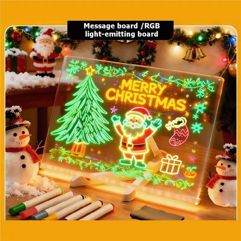 A53M-Children's Drawing Board For Kids Magic Light Blackboard With Night Lamp Reusable Acrylic Message Doodle