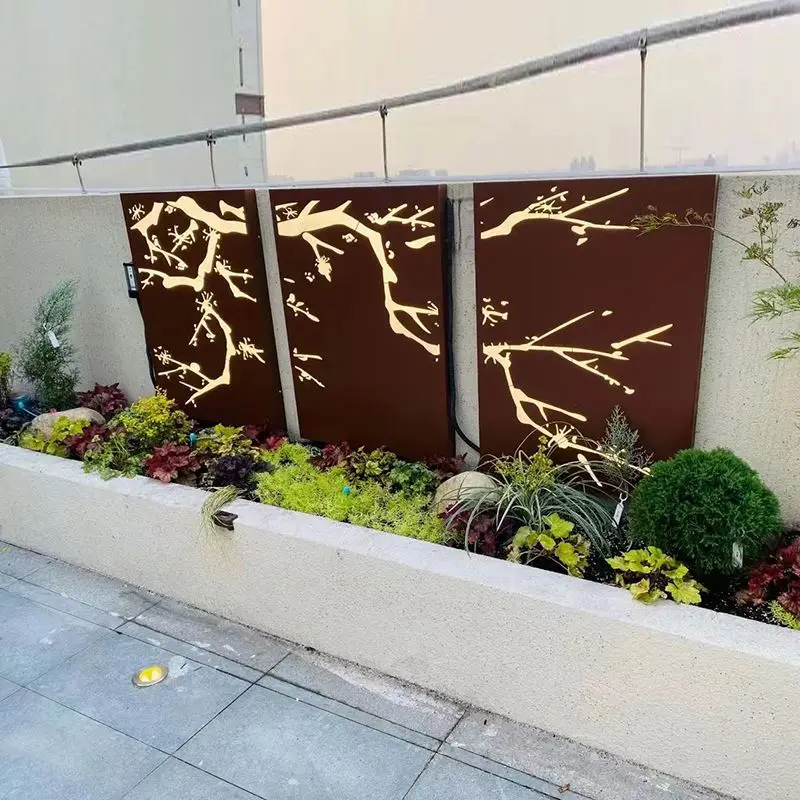 Factory Price Stainless Fashionable Partition And Room Divider Glass Corten Steel Screen