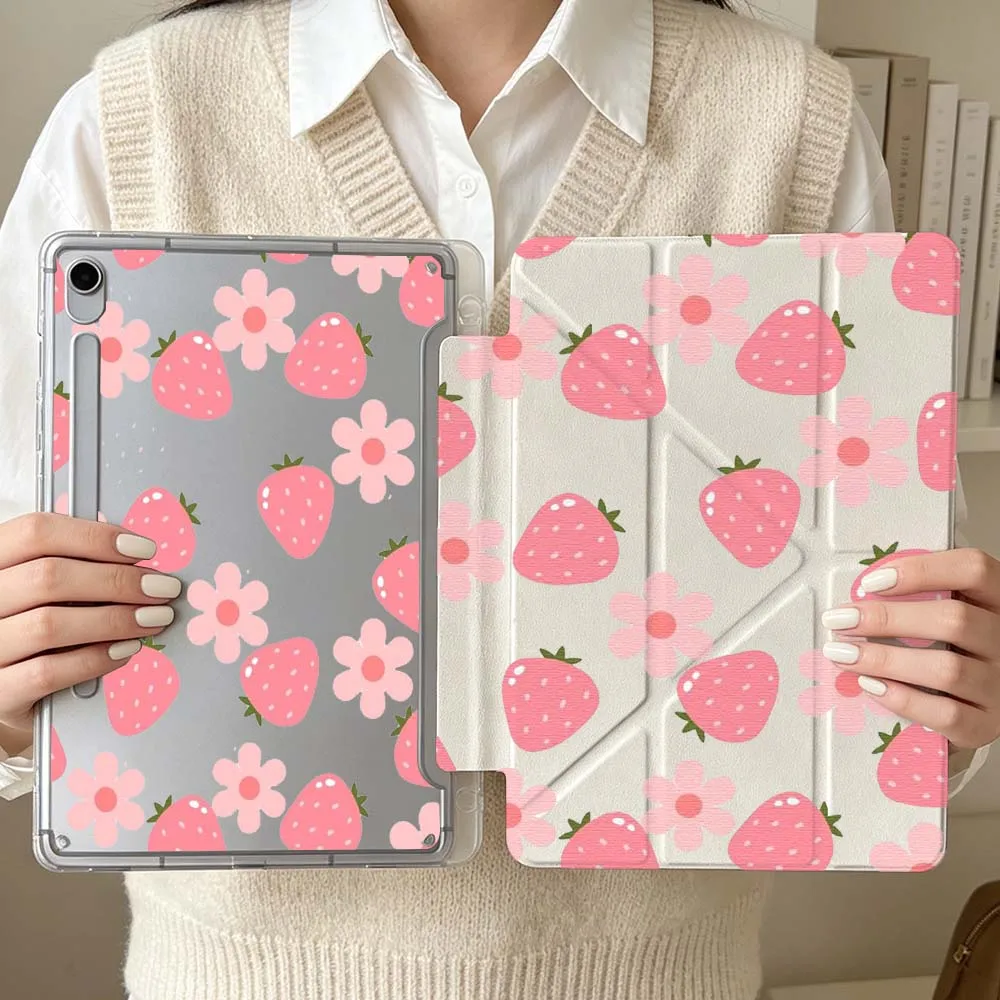 

Strawberry Flower Pattern Soft For Samsung Galaxy Tab S6 S7 S8 S9 S10 A8 A9 A11 Lite FE Plus 3Y Tablet Case