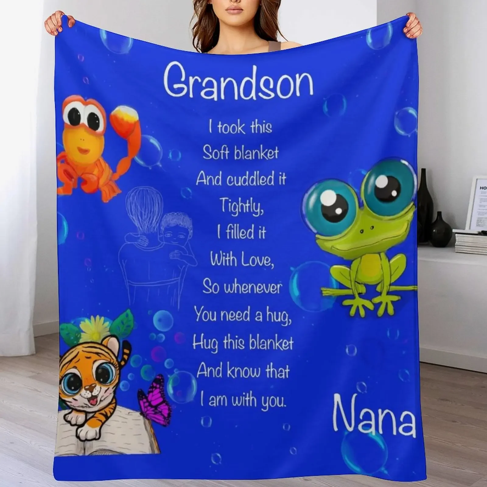 

Grandson cuddle blanket love Nana Throw Blanket Wrinkle Resistant Lightweight Blanket