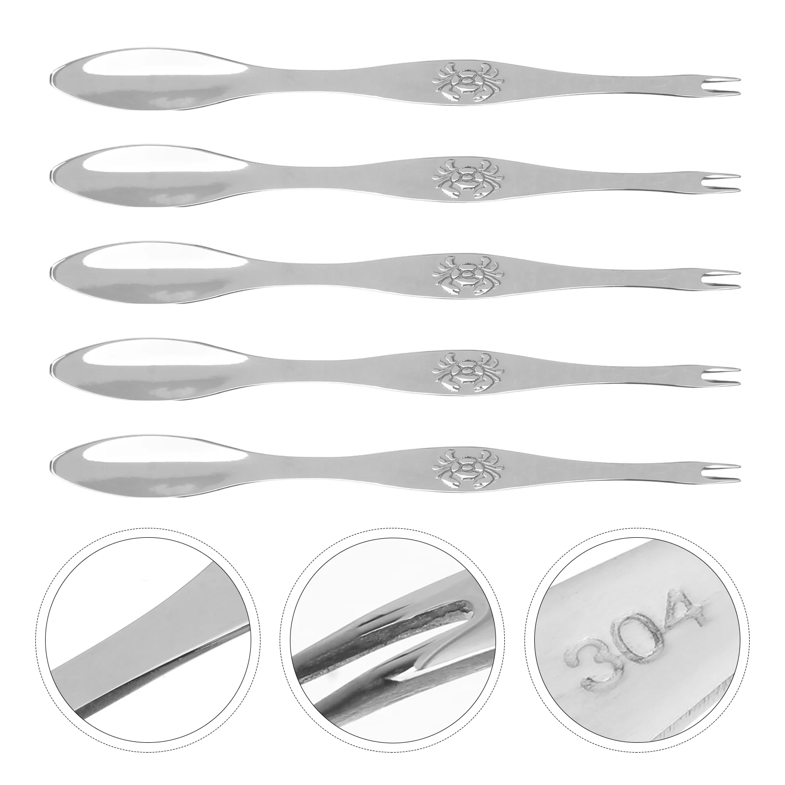 

5 Pcs Nut Stainless Steel Crab Fork Nutcracker Seafood Cutlery Tool Kitchen Tools