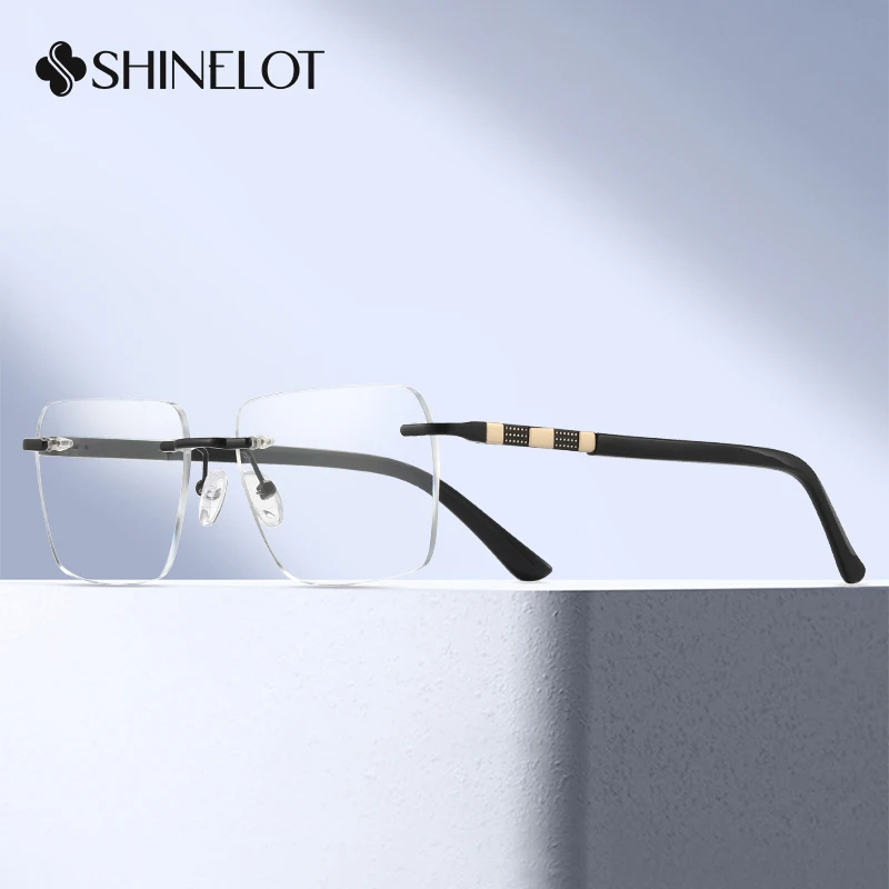

91731 Classy Rimless Men Business Eyeglasses Frame Optical Glasses New Arrival Technology Oriented Eyewear Father's Gift