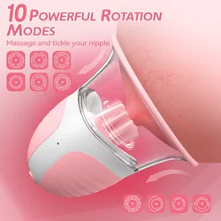 10 Mode Nipple Stimulator For Women Breast Powerful Suction Sucker Rotation Massager Female Cups Masseur Mamelon Adult Sex Toys