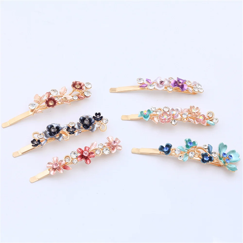 Fashion Women Butterfly Flower Alloy Barrettes Hairpin Hair Accessories Rhinestones Crystal Metal Bobby Pin Hair Clip Headwear