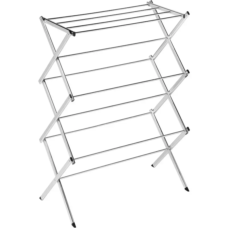 Commercial Accordion Wood Drying Rack, Chrome, for Storage