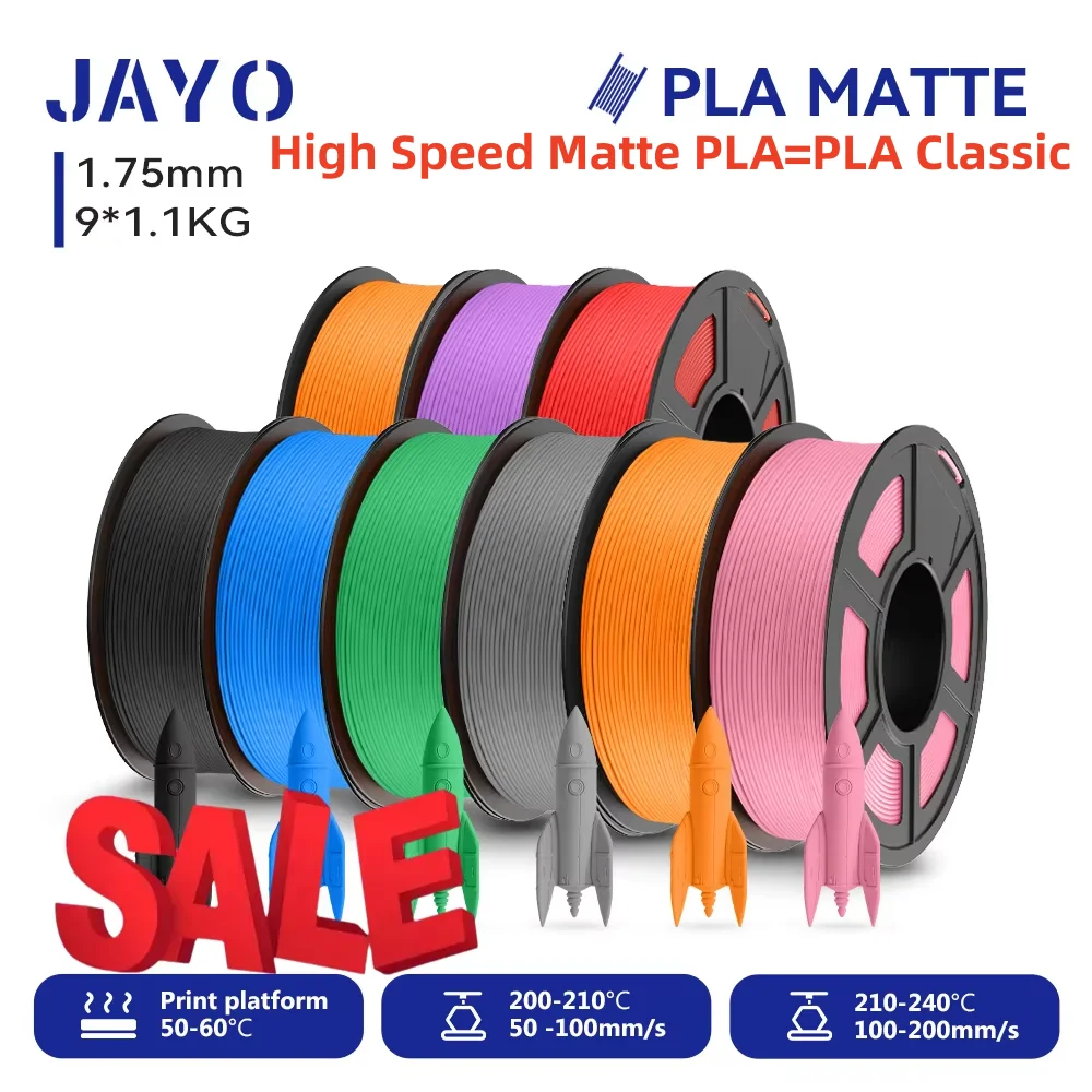 JAYO Filament d'imprimante 3D PLA mat/haute vitesse PLA mat 1.75mm Filament PLA soigneusement enroulé avec impression de finition mate pour imprimante 3D