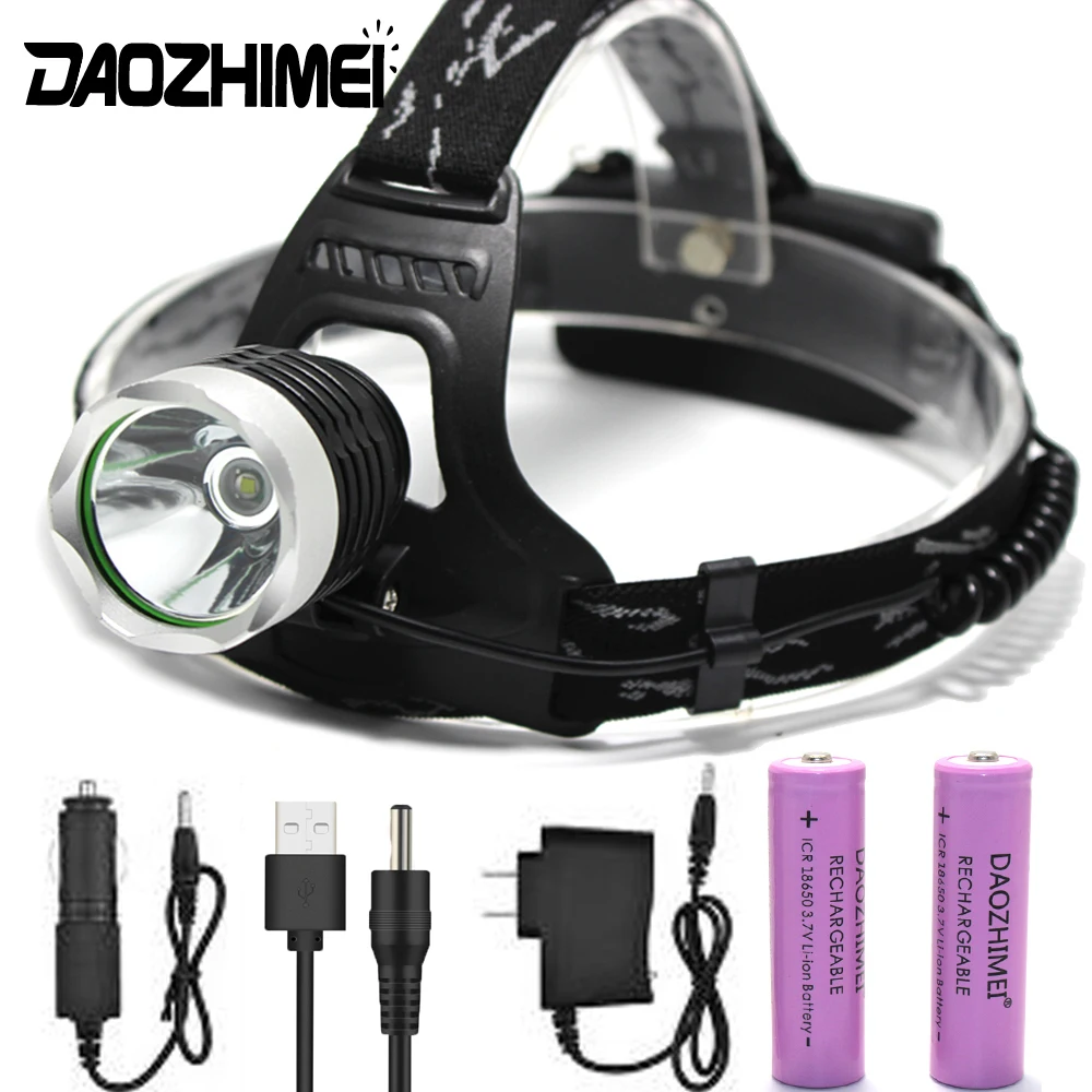 3-Mode Super bright LED faro impermeabile T6 fari 18650 fari da pesca campeggio escursionismo torcia uso 2*18650 batteria