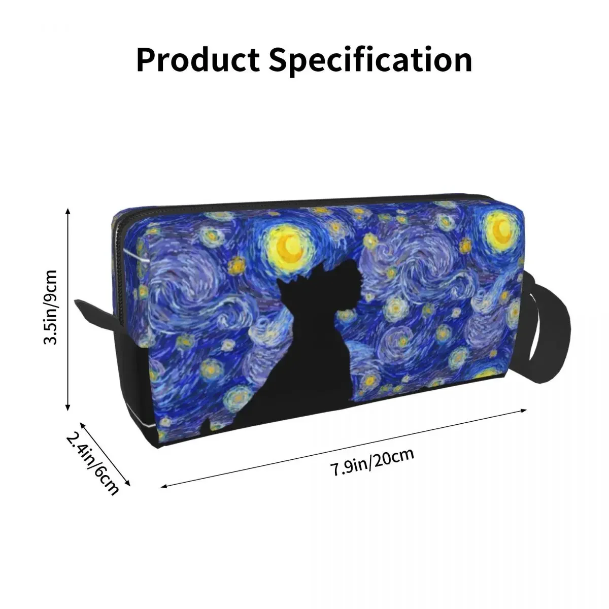 스코티시 테리어 반 고흐 별이 빛나는 밤 여행 화장품 가방, 스카티 개 메이크업 세면 용품 정리함, 숙녀 미용 보관 Dopp용