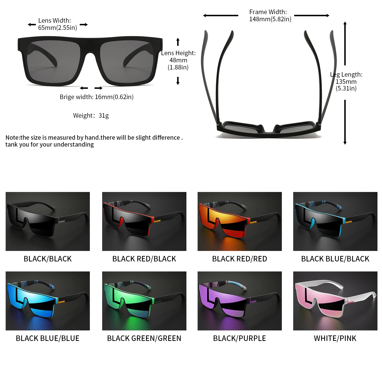 2PCS Classic Colorful Sports Sunglasses - One-Piece Lens, UV400 Unisex for Outdoor, Travel & Daily image 6