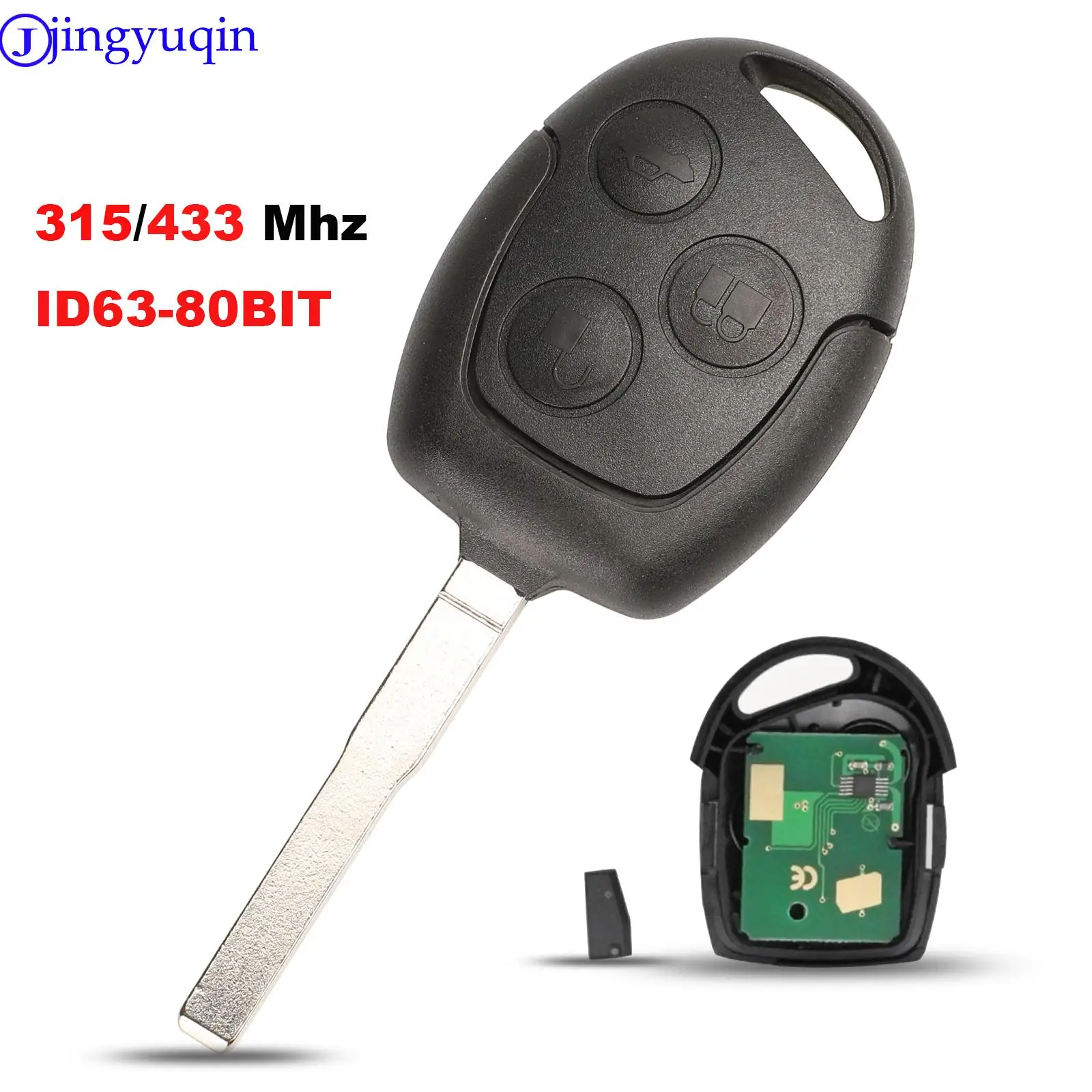 jingyuqin Remote ASK 315/433MHz With Chip ID63 40D for Ford Focus Fiesta Mondeo 2001-2007 C MAX Fusion Transit KA FO21