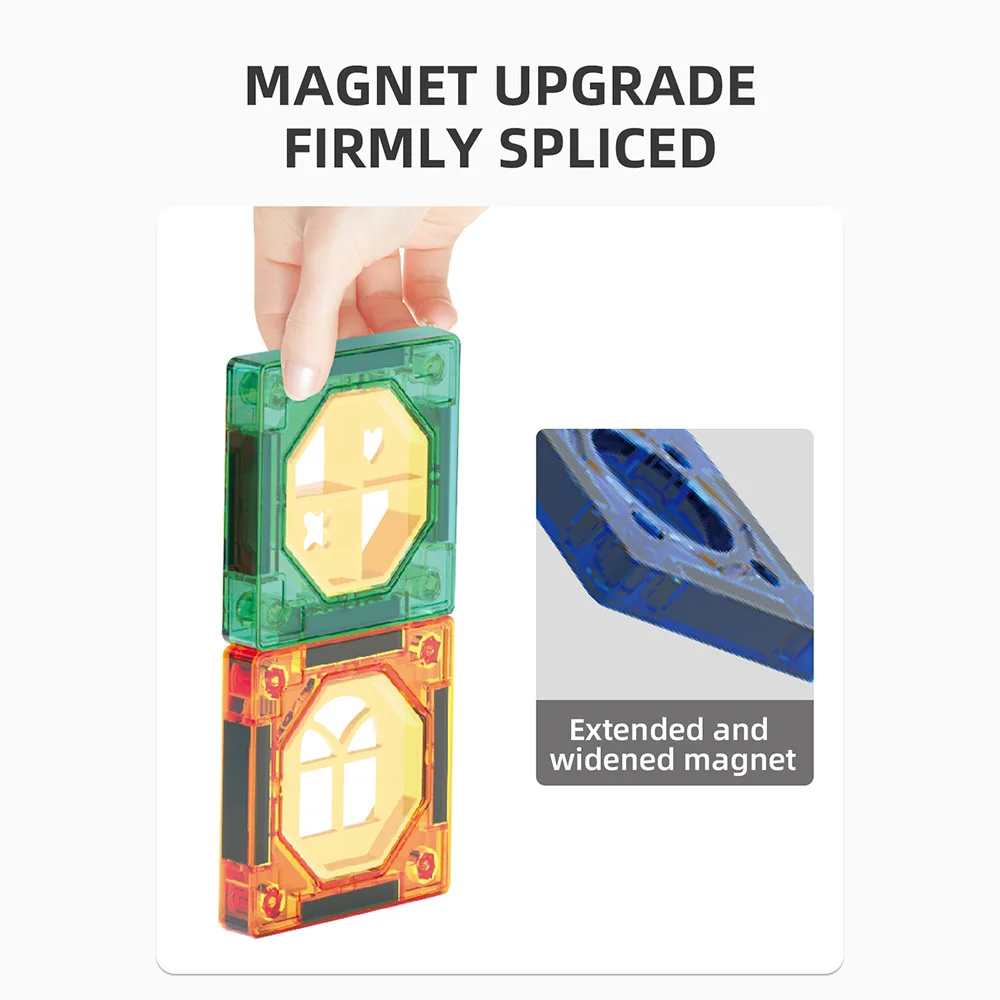 หน้าต่างสีแม่เหล็กชิ้นท่อแม่เหล็กเด็กสไลด์บอลMagnetic Building Block Track Splicingของเล่น