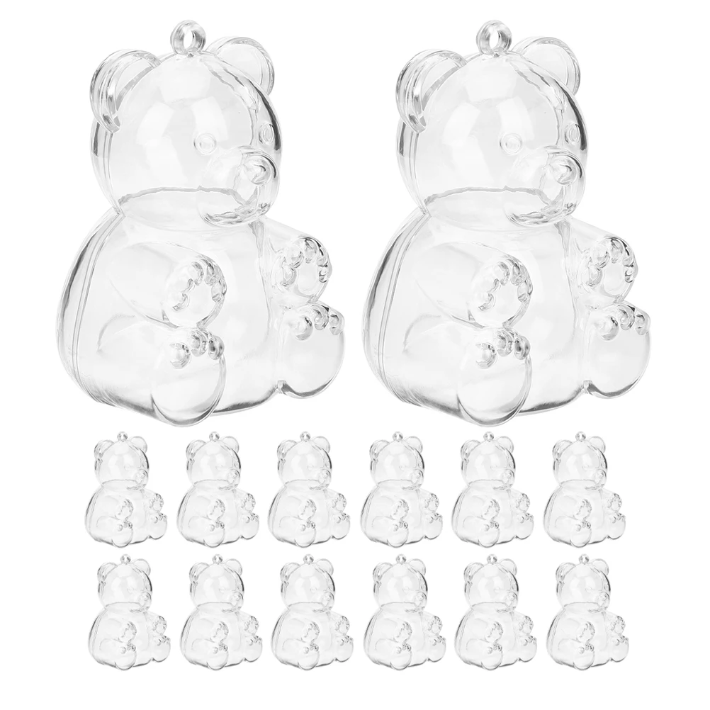 

15pcs Bear Shaped Candy Box Transparent Storage Container Party Favor Holder Adorable Treat Boxes for Wedding Christmas Event