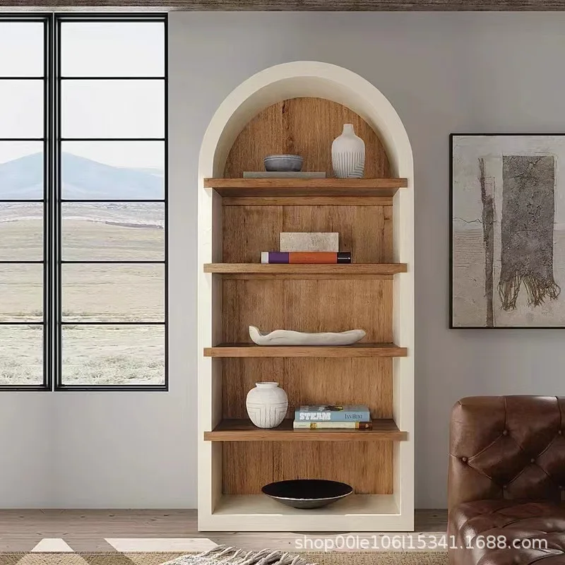 

Ретро-шкаф-витрина в средневековом стиле с полукруглой изогнутой верхней частью, цветная, для прихожей/столовой, декоративный, приставной