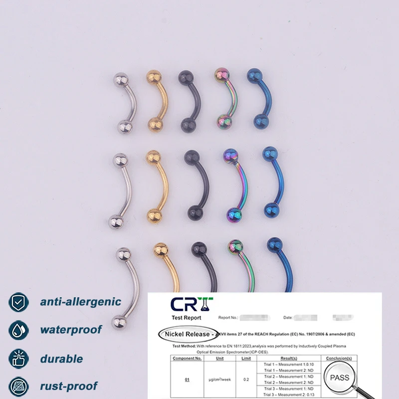 5pcs/lot 16G 316L Stainless Steel Curved Barbell 6mm 8mm 10mm Eyebrow Ring Lip Tragus Helix Rook Earring Piercing Jewelry view 6