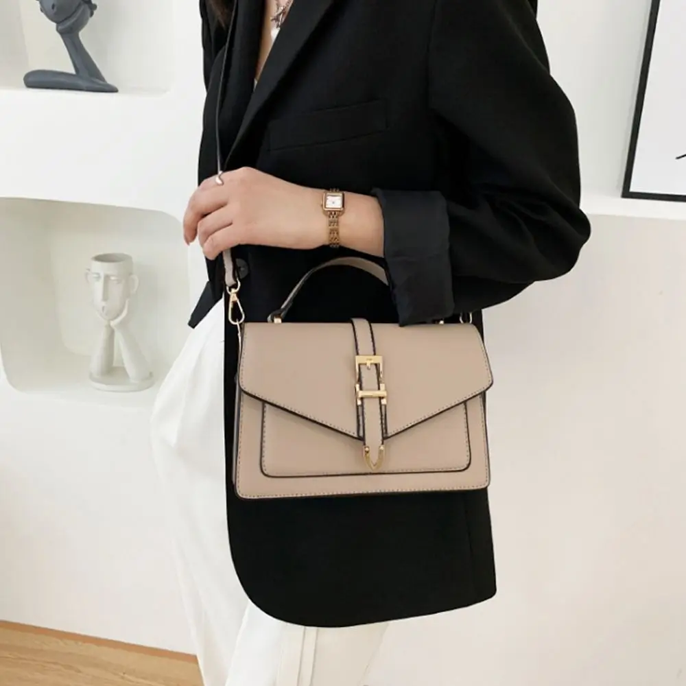 Fashion Handbag Ladies Solid Color Simple Crossbody Bag Women Stylish PU Leather Messenger Shoulder Bag Leisure Bag