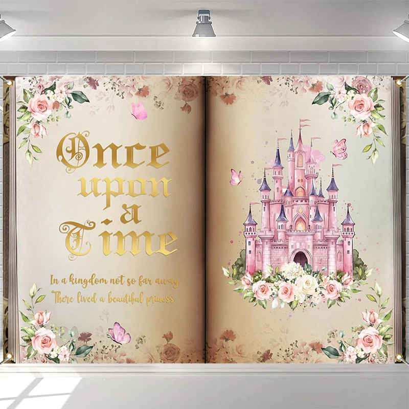 

LS Photography Background Magic Book Castle Floral Decor Girl 1st Birthday Baby Shower Children Portrait Photo Backdrop Studio