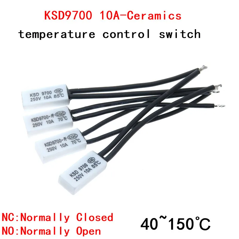 Imagem -02 - Fusíveis Térmicos do Protetor para o Termostato Shell Cerâmico Ksd9700 10a 250v 50c 55c 60c 75c 80c 85c 90c 100c 150c nc Não Peças