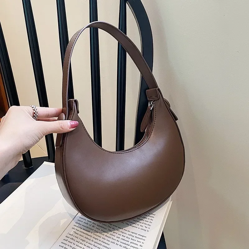 High Quality PU Zipper Solid Fashion Shoulder Bags Women\'s Bags 2024 High Quality Trend Basic Style Handbag Simplicity