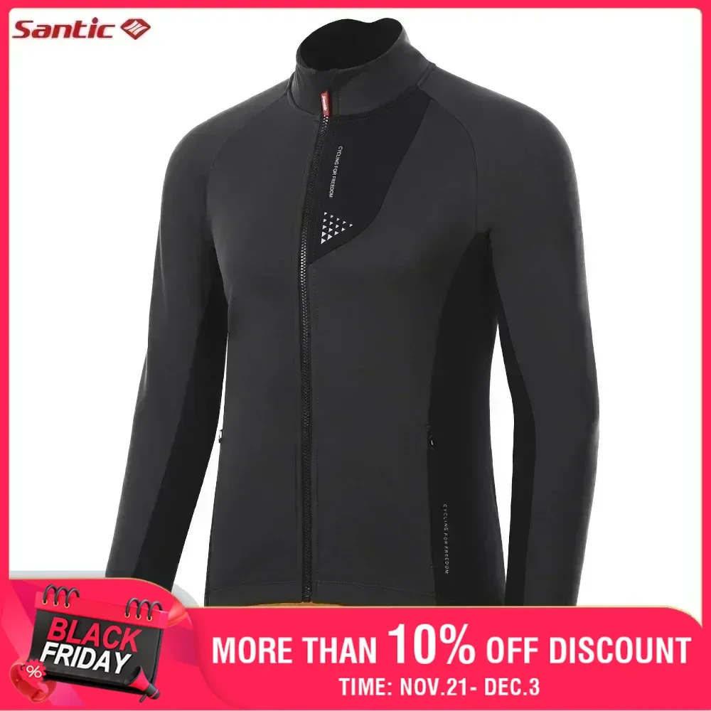 Santic Winter Cycling Jacket Windproof Outdoor Sports Fleece Outerwear Thermal Warmer MTB Road Riding Bicycle Jersey Overcoats