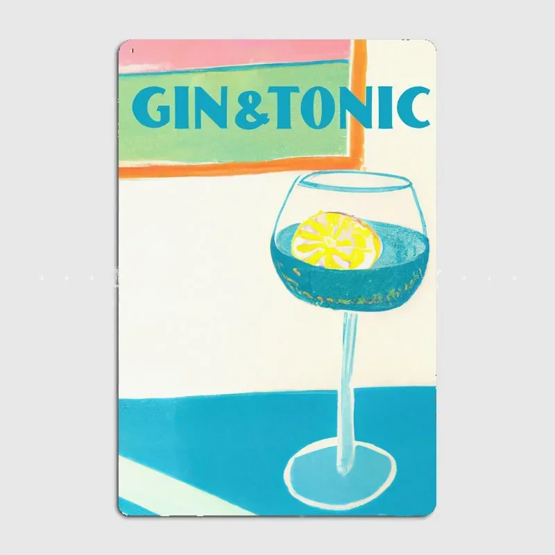 Blue Gin Tonic Cocktail Beer Metal Poster Elf Bar Living Bbq Room Wall Decor Cinema Living Custom Tin Vintage Home Decor