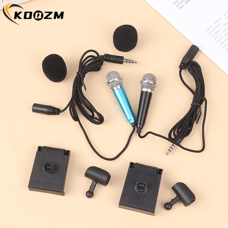 1pcs 3.5mm Mini Microphone With Stand Stereo Studio Mic For Smart Phone Laptop Desktop Handheld Microphone Portable Mini Mic