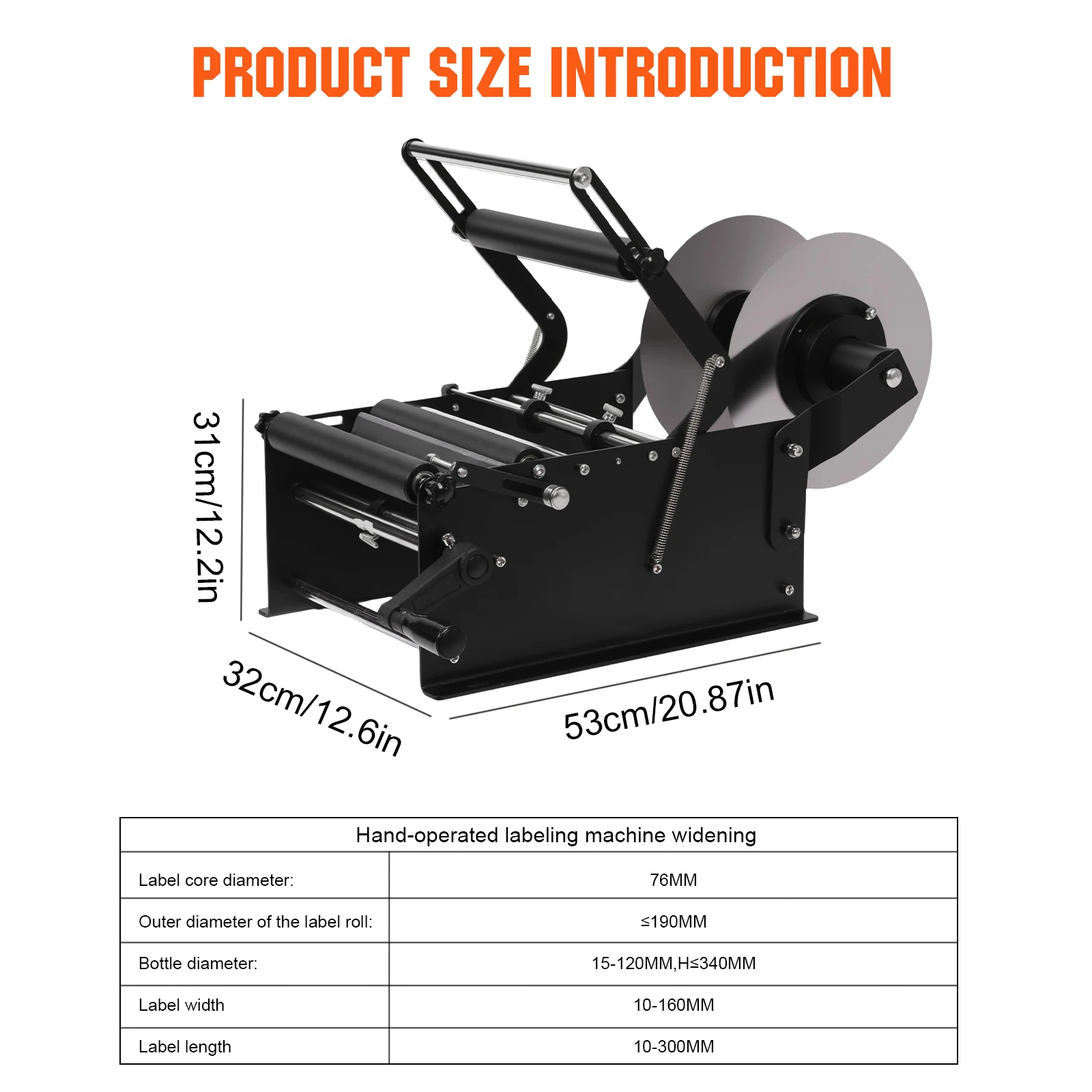 

Adjustable Manual Round Bottle Labeling Machine with Handle Labeling Applicator Machine for Round Glass Plastic Metal Bottle