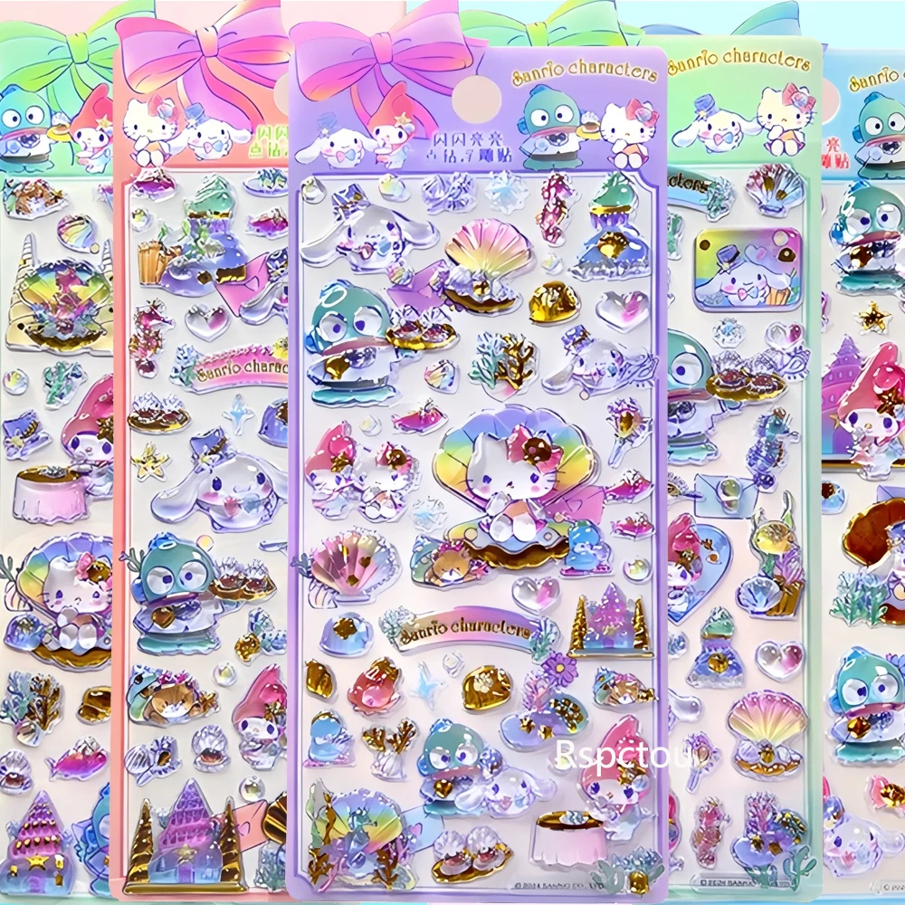 สติกเกอร์คริสตัลซานริโอ้สุดน่ารัก ลายซินนามอโรล มายเมโลดี้ แบบนูน 3 มิติ ของเล่นตกแต่งเคสมือถือ เครื่องเขียน แล็ปท็อป