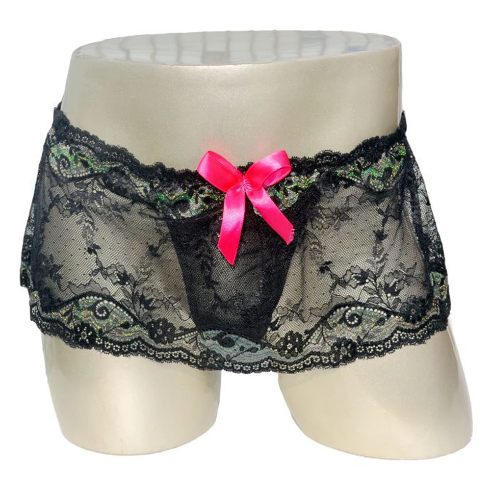 

Sexy Men Sissy Lace Lingerie Skirt See Through Clubwear Bulge Pouch Panties Jockstrap Hollow Underwear Men Underpants Briefs
