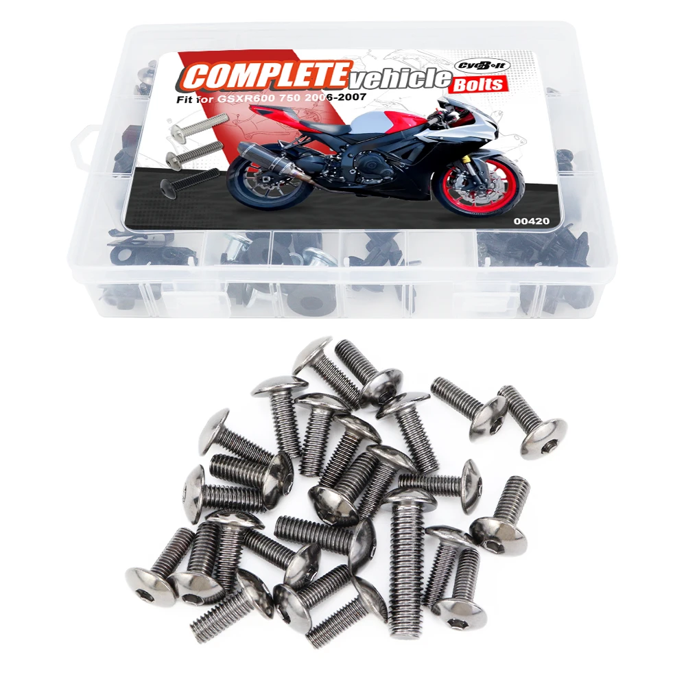 

For Suzuki GSXR600 GSXR750 GSX-R 600 750 2006-2007 Motorcycle Complete Full Fairing Bolts Kit Steel Screws Nuts Washers Clips