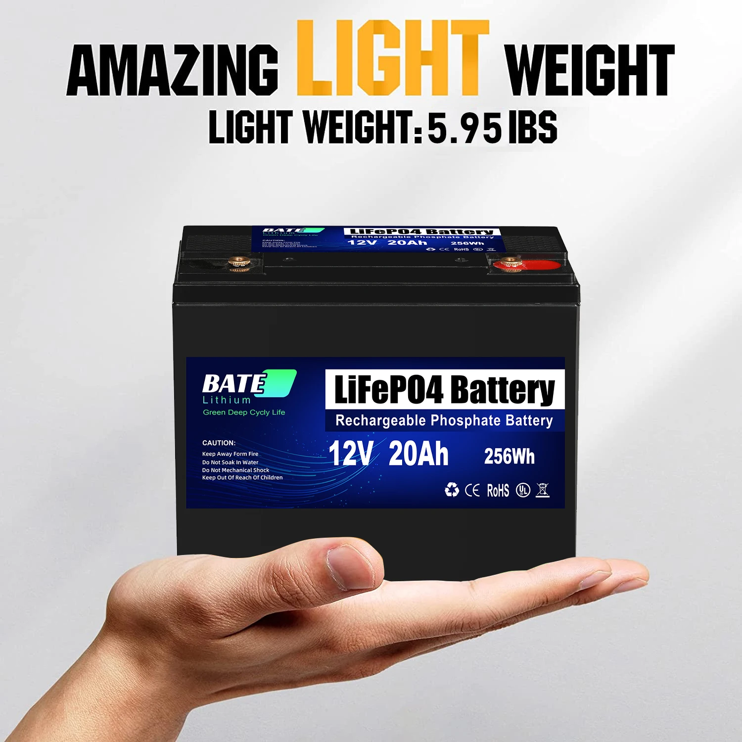 12V 5ah/10ah/12ah/20Ah LiFePO4 Lithium Battery Rechargeable BMS for Solar System Fish Finder Stroller RV Camping 12 Volt