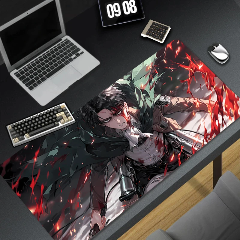 Computer Gaming Accessories Cool Mousepad Office PC Mouse Pad A-attack on Titan Levi Keyboard Pad Desk Decoracion Anime Desk Mat