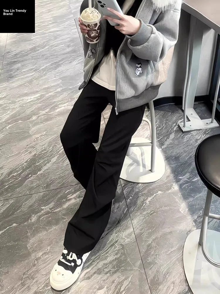 

Bla Pleated Men's Casual Pants Spring Faionable Cleanfit American High Street Micro Flared Knife Leisure Suit Pants