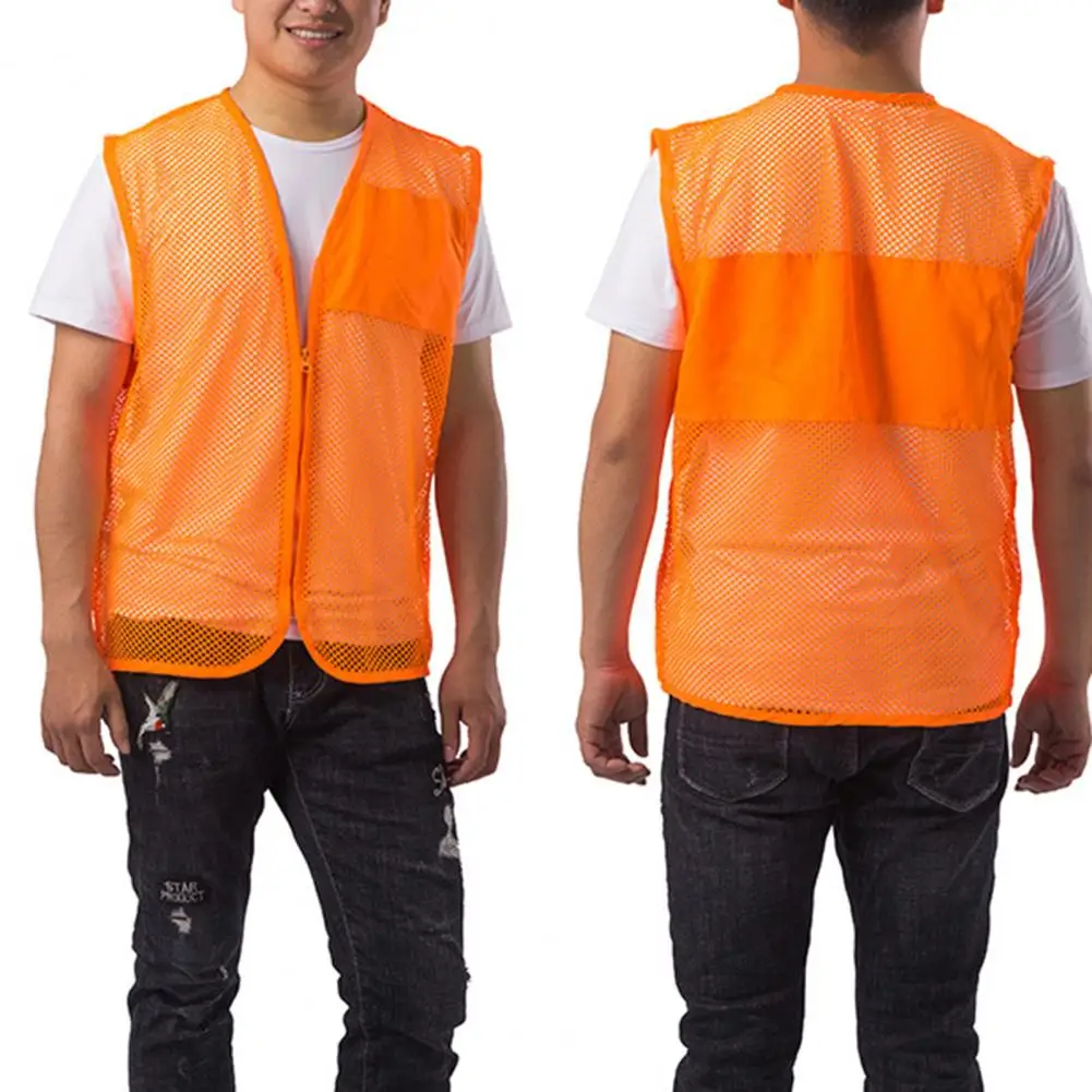 

Volunteer Sleeveless Tank Tops Men See-through Hollow Out Zipper Deep V Neck Breathable Plus Size Uniform Outdoor Vest