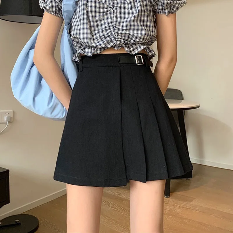 플리츠 스커트 여성 새시 미니 한국 스타일 트렌디 인기 세련된 Ulzzang All-match Club 여성 하단 귀여운 Y2k College Leisure