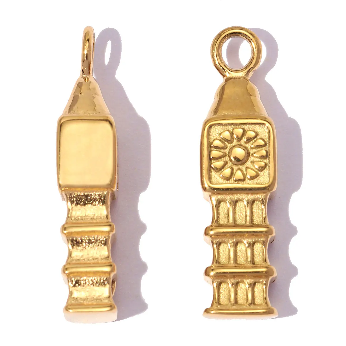 Lote de 3 piezas al por mayor: Colgante de acero inoxidable con diseño de torre de campanas, trébol de la suerte, DIY, Cood Karma, trébol y taza de café, para mujer, joyería