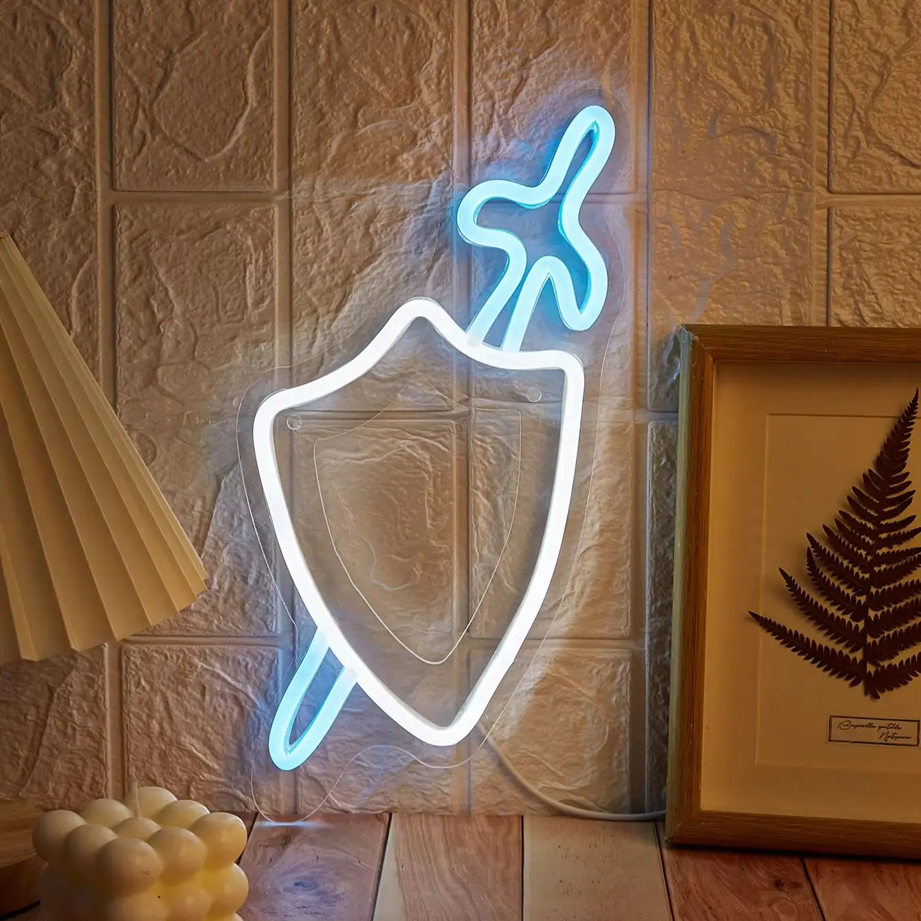 

Chi-buy LED Neon Sword Shield USB Powered Neon Signs Night Light 3D Wall Art Bedroom Living Room Decor Lamp Signs