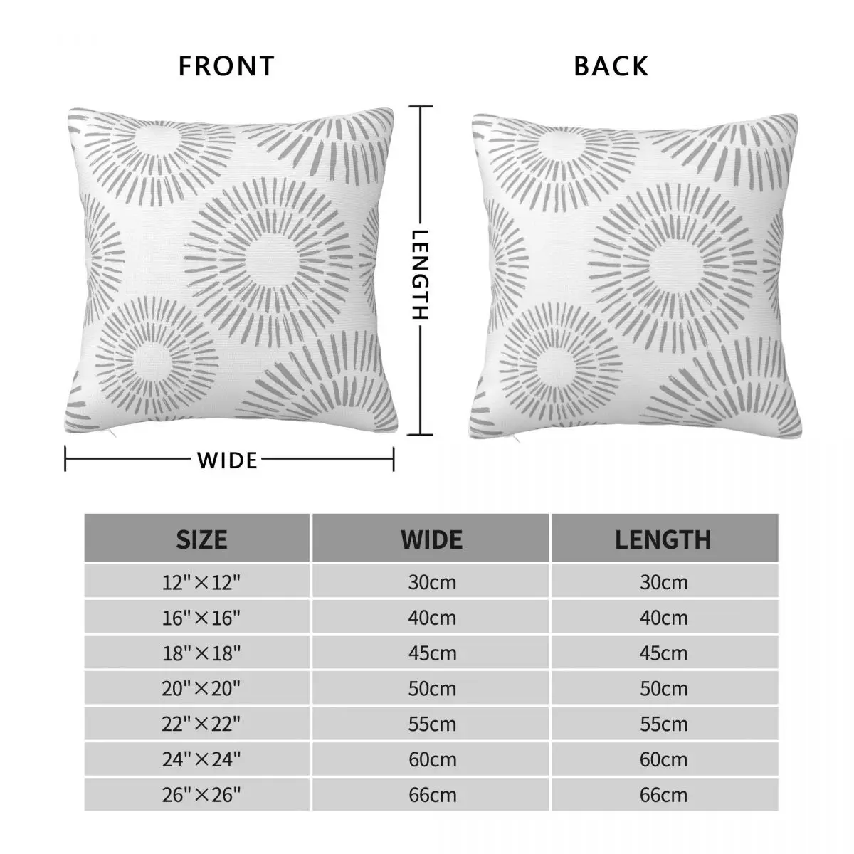 Mid-Century Modern Sunburst Gray Square Pillowcase Polyester Linen Velvet Printed Decorative Home Cushion Cover Wholesale 45x45